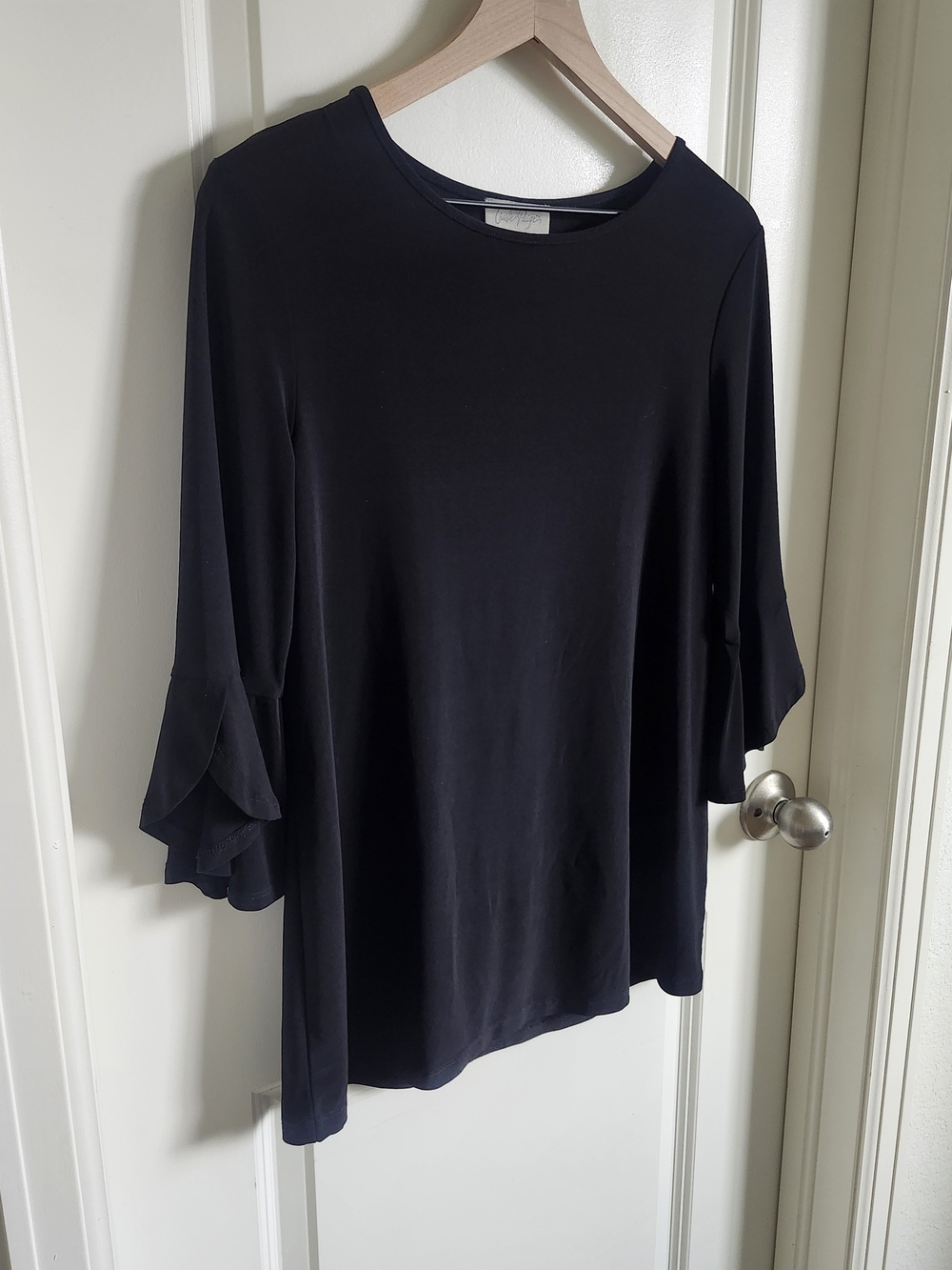 Black Ruffle-Sleeve Top